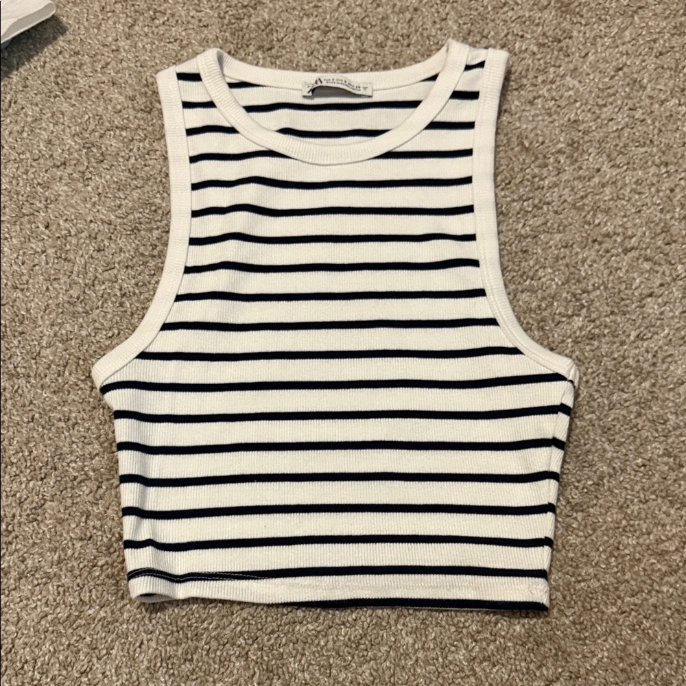 Zara navy and White Striped Tank Top. Barely worn women’s size small